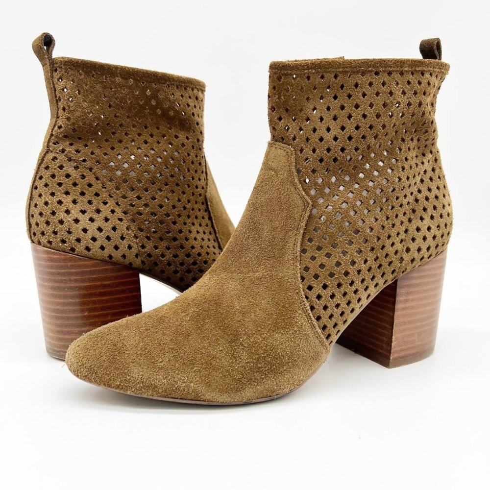 Report Signature Womens 9 Travi Perforated Ankle Boot Chunky Stacked Heel Boho